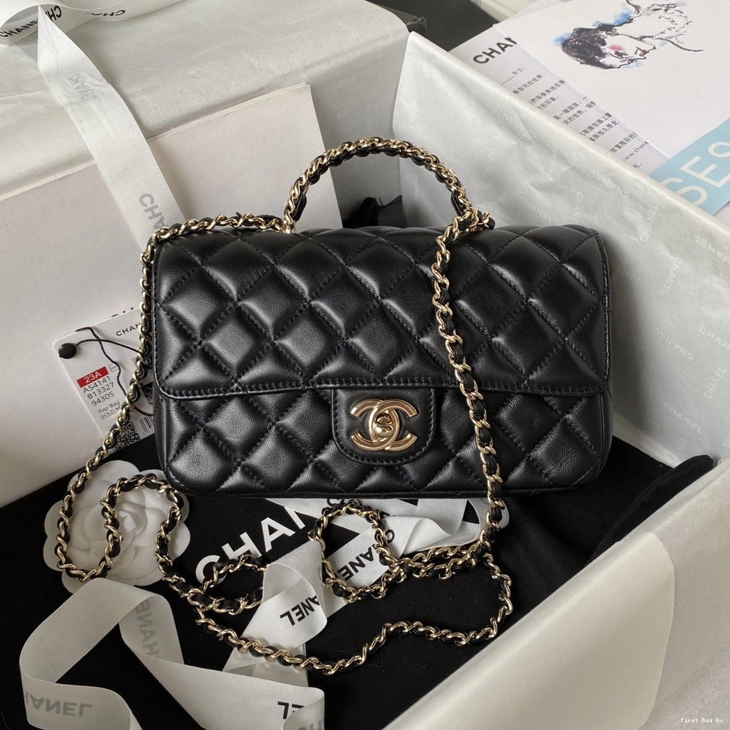 First Bag Ru WITH BAG TOP HANDLE-21CM CHANEL FLAP 0716